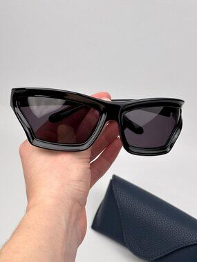 Loewe x PAULA'S IBIZA Men Sunglasses – Black/Smoke Wraparound Frame LW40143U 01A